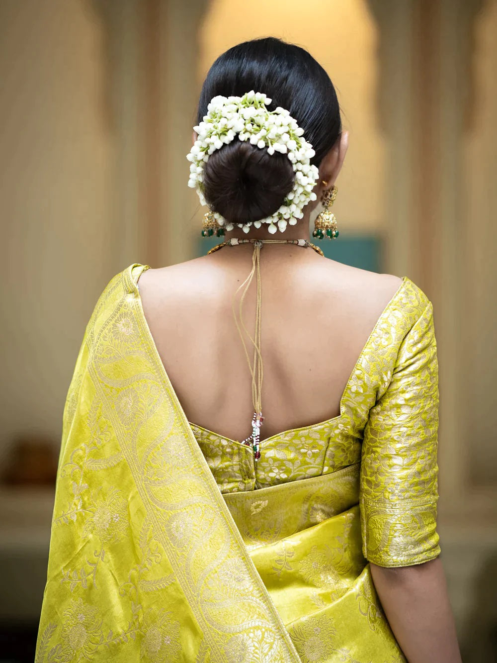Lemon Soft Silk Saree with Kanjivaram and Banarasi Jari Weaving