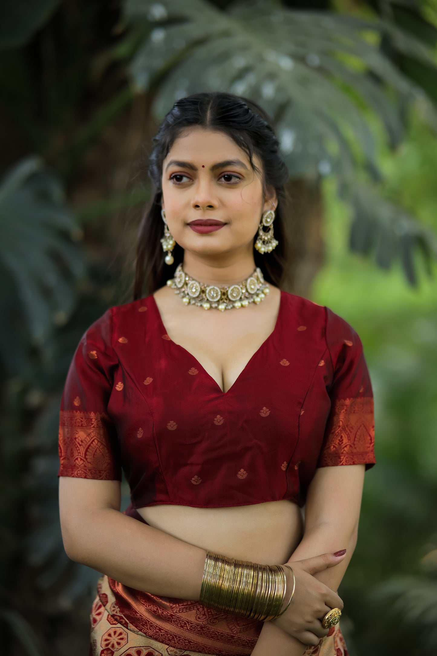Chiku Maroon Litchi Soft Silk Banarasi Saree with Floral Zari Woven Work