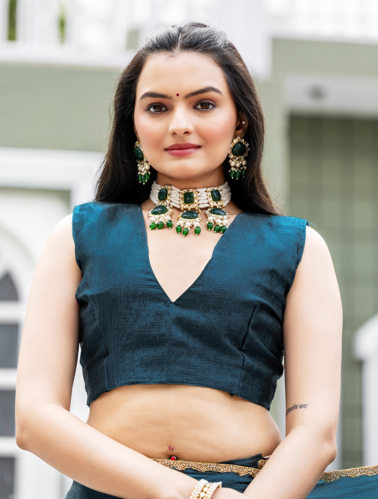 Morpich Chiffon Bollywood Saree with Embellished Border