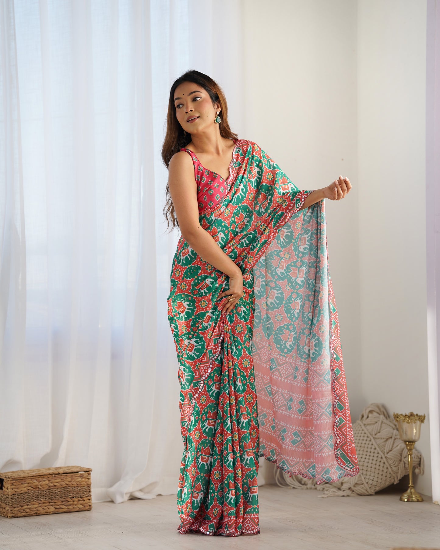 Pastel Green Pure Soft Cotton Saree with Weaving Border and Rich Pallu