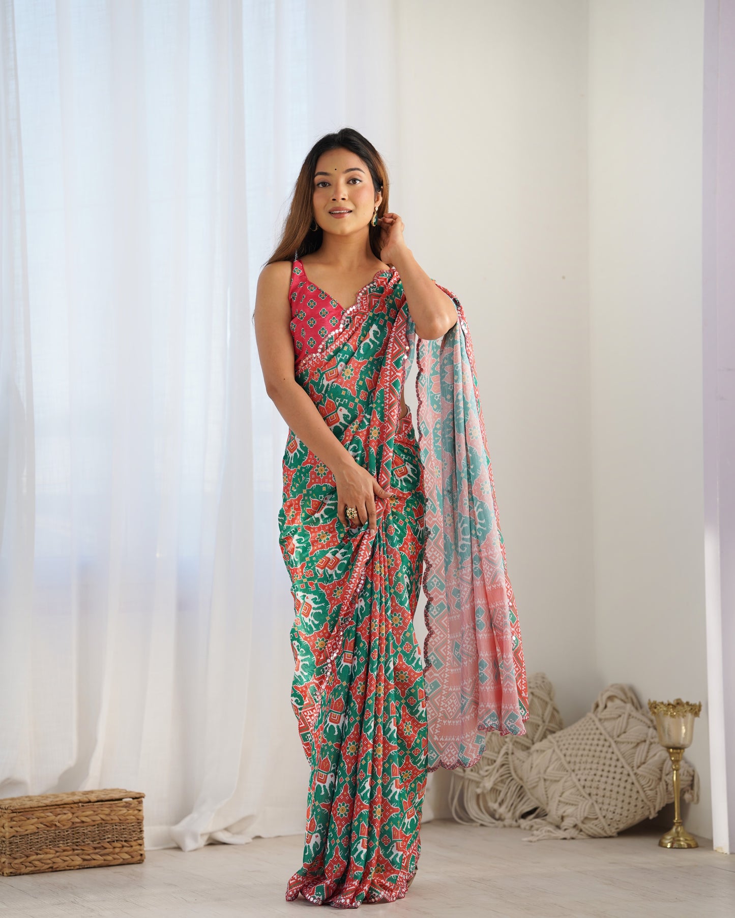 Pastel Green Pure Soft Cotton Saree with Weaving Border and Rich Pallu