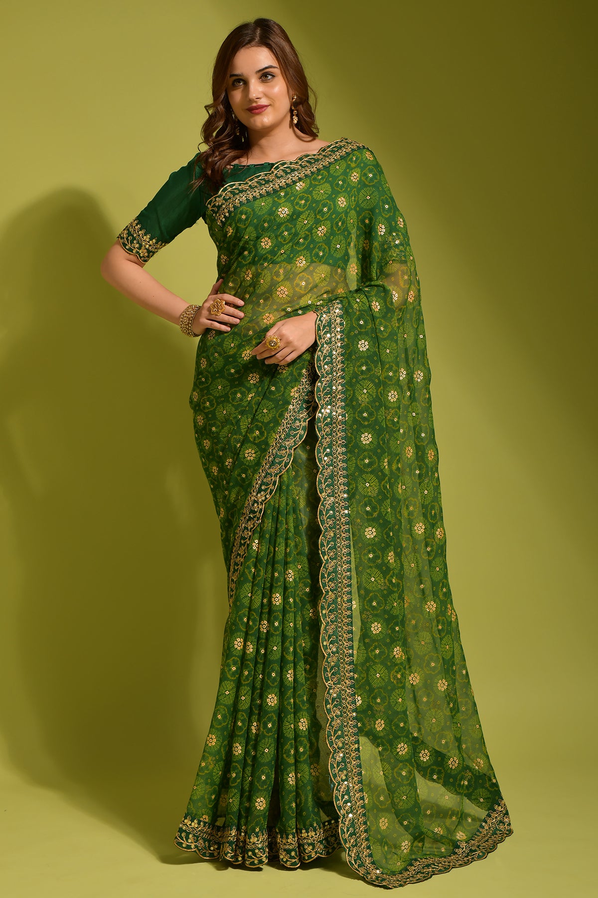 Green Soft Lichi Silk Saree with Rich Pallu and Jari Work