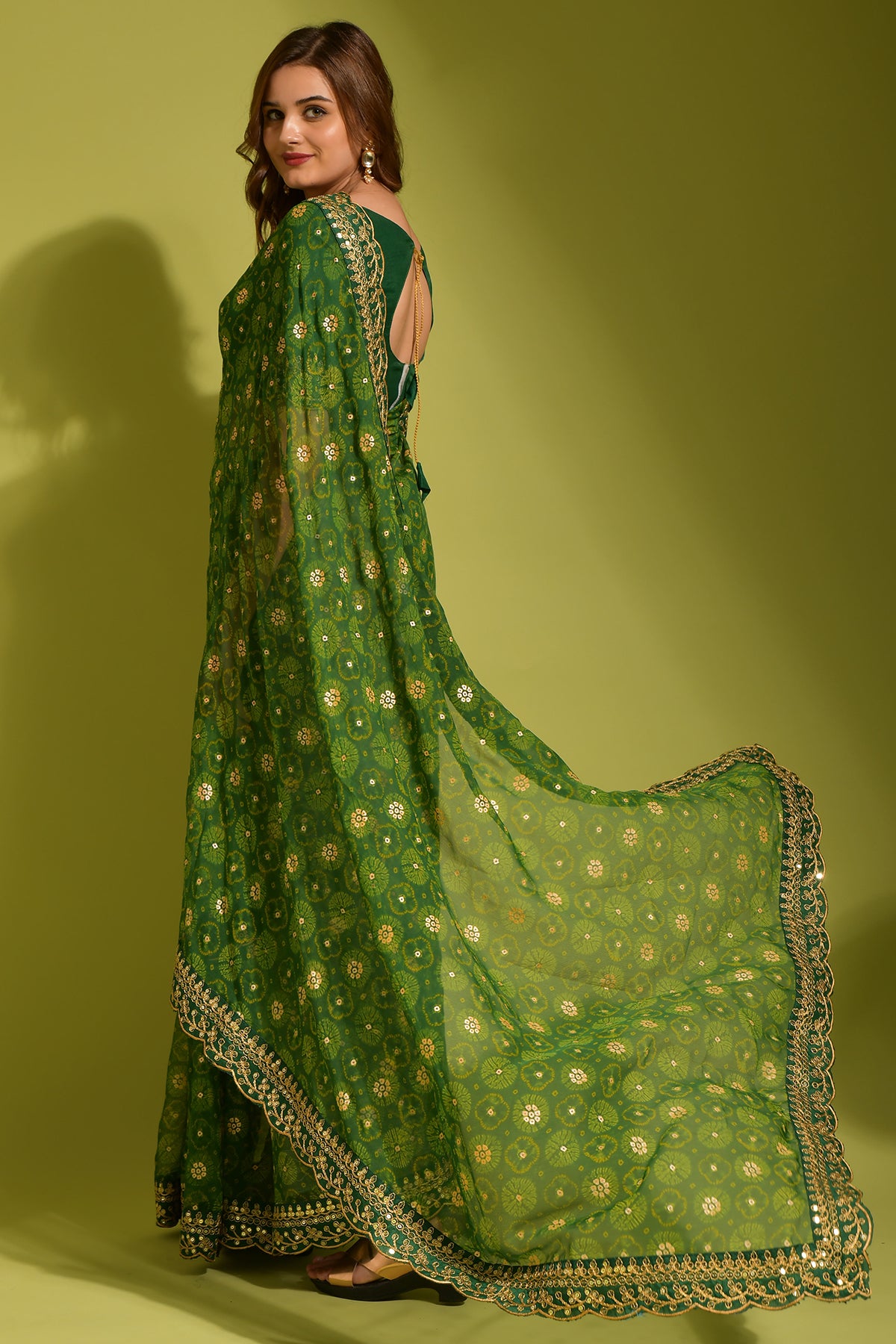 Green Soft Lichi Silk Saree with Rich Pallu and Jari Work