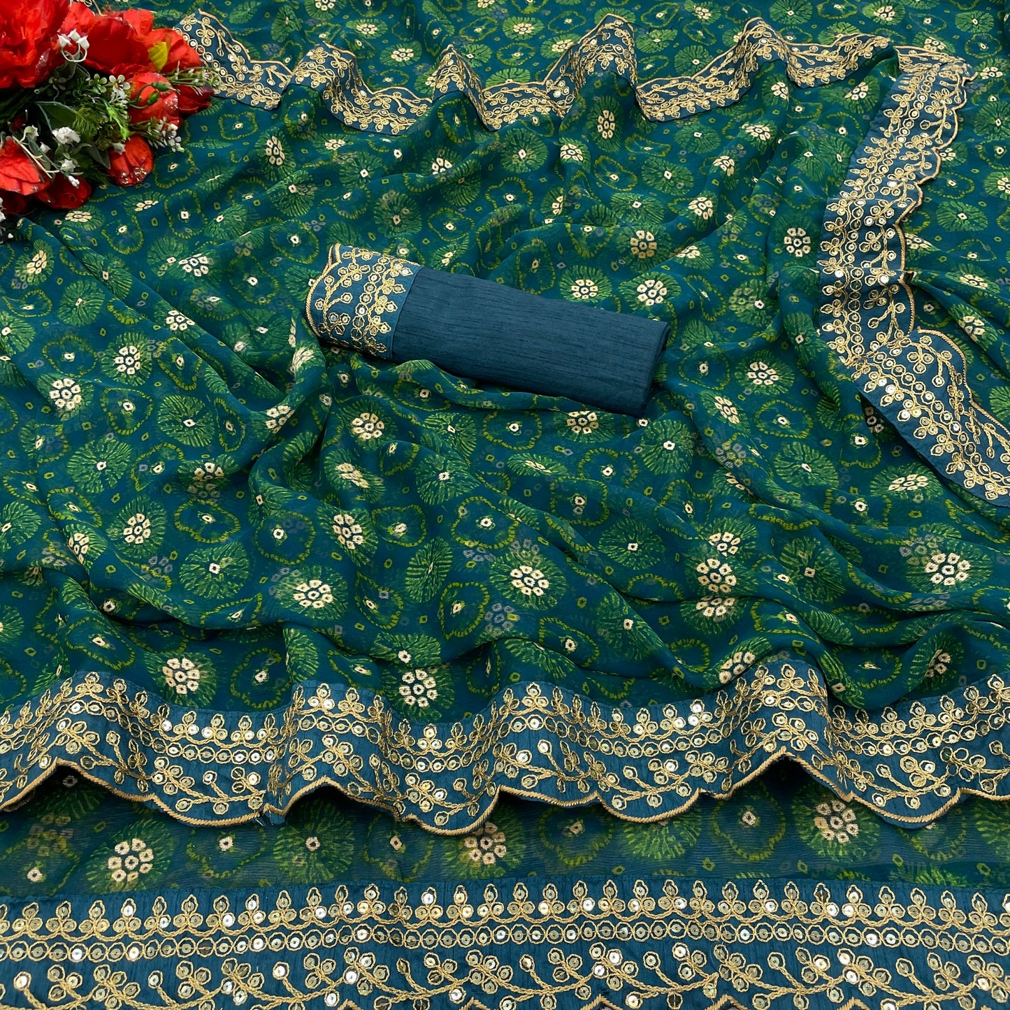 Petrol Soft Lichi Silk Saree with Rich Pallu and Jari Work