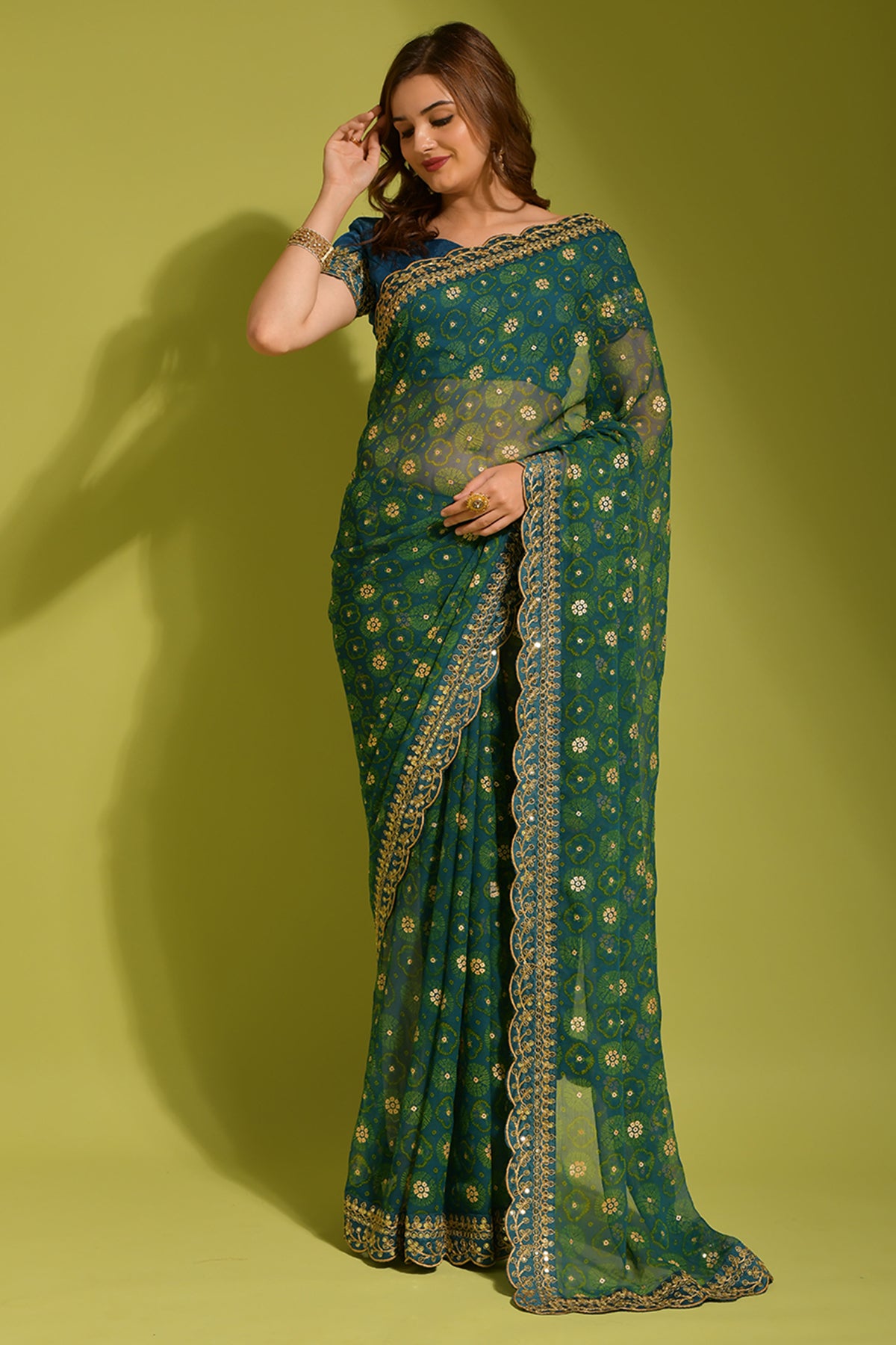 Petrol Soft Lichi Silk Saree with Rich Pallu and Jari Work