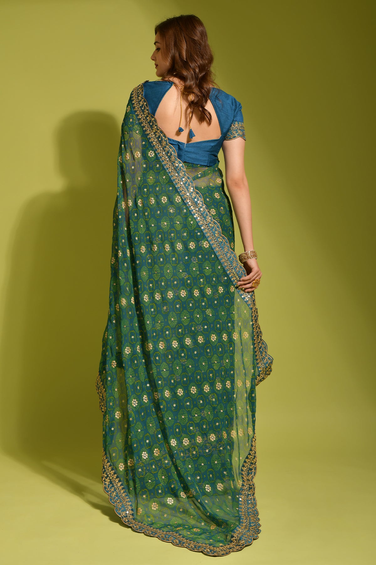 Petrol Soft Lichi Silk Saree with Rich Pallu and Jari Work