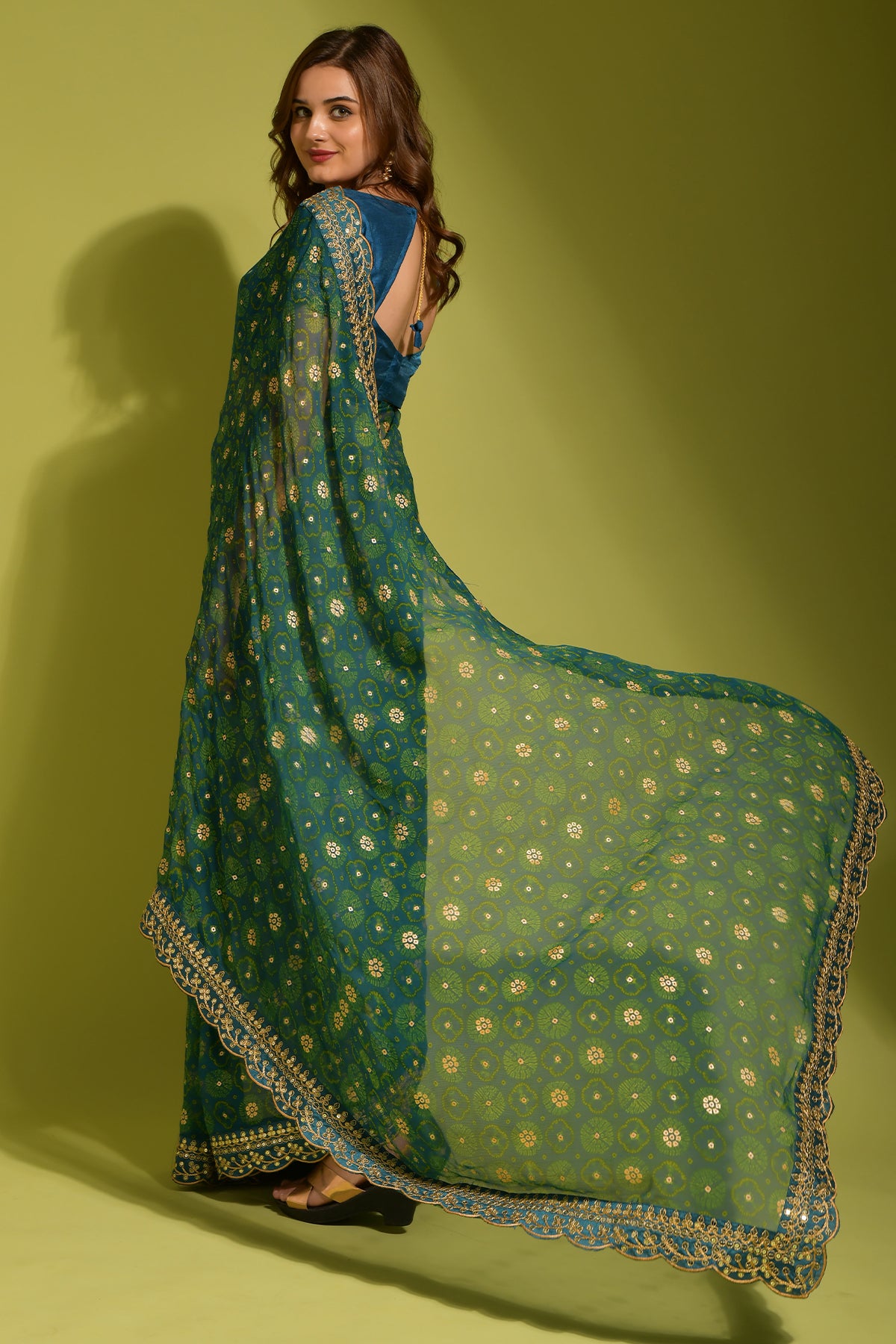 Petrol Soft Lichi Silk Saree with Rich Pallu and Jari Work