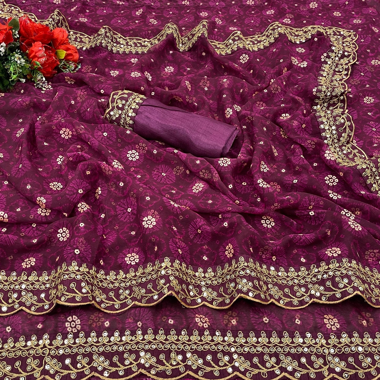Wine Soft Lichi Silk Saree with Rich Pallu and Jari Work