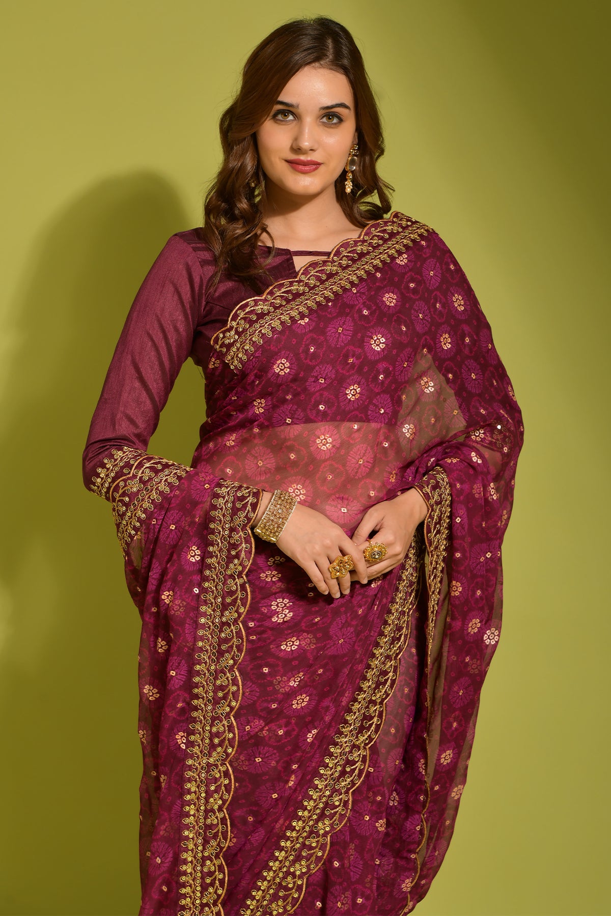 Wine Soft Lichi Silk Saree with Rich Pallu and Jari Work
