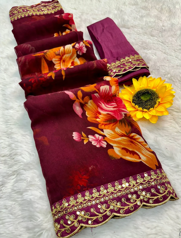 Wine Soft Lichi Silk Saree with Rich Pallu and Jari Weaving
