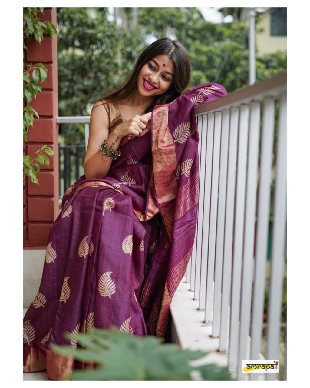 Purple Banarasi Soft Silk Saree with Copper Jari Weaving