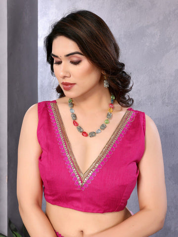 "Black-Pink Saree with Cording Lace and Big Pompoms – Available"