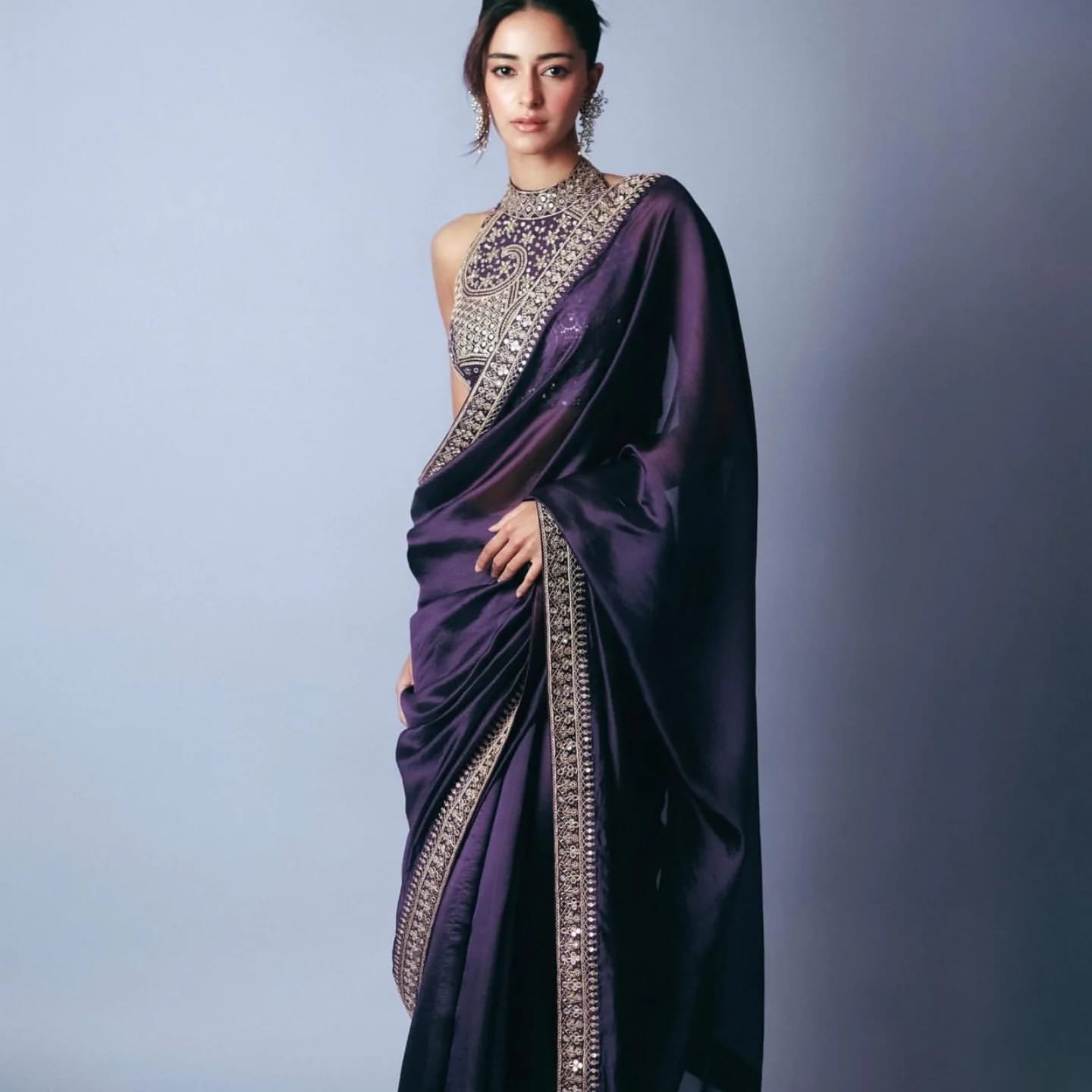 Violet Rangoli Silk Saree with Heavy Work and Lace Detailing – Available