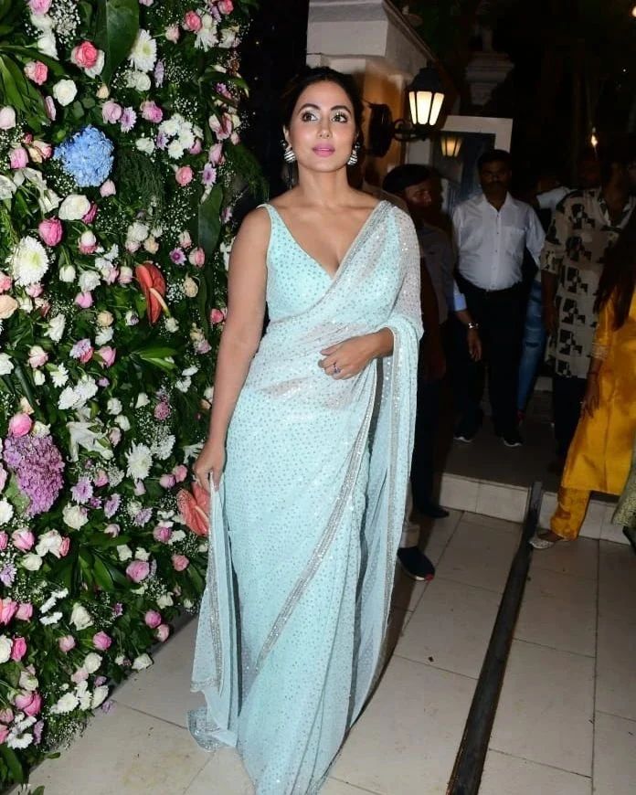 Sky Blue Georgette Saree with Embroidery Sequins and Sequence Lace
