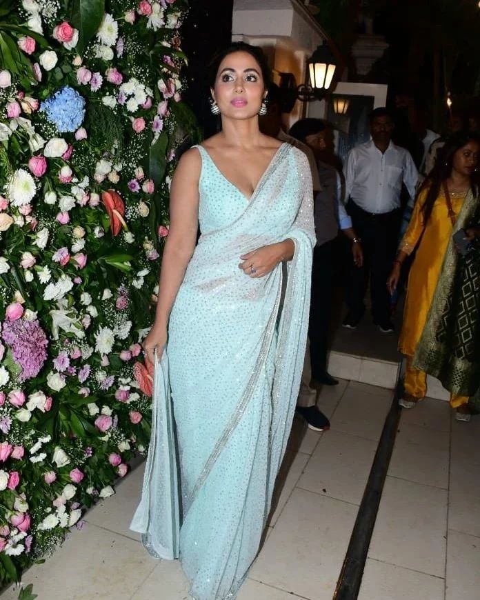 Sky Blue Georgette Saree with Embroidery Sequins and Sequence Lace