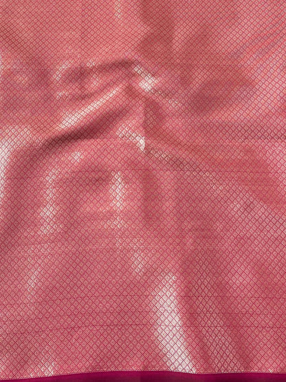 Tomato Soft Silk Saree with Kanjivaram and Banarasi Jari Weaving