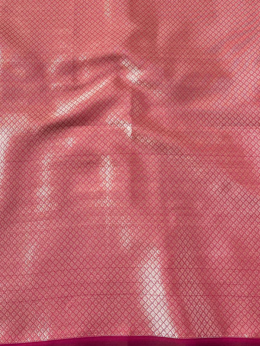 Tomato Soft Silk Saree with Kanjivaram and Banarasi Jari Weaving
