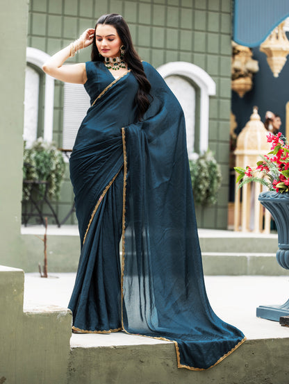 Morpich Chiffon Bollywood Saree with Embellished Border