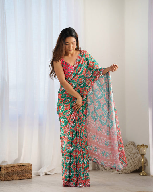 Pastel Green Pure Cotton Saree with Weaving Border and Rich Pallu – Available