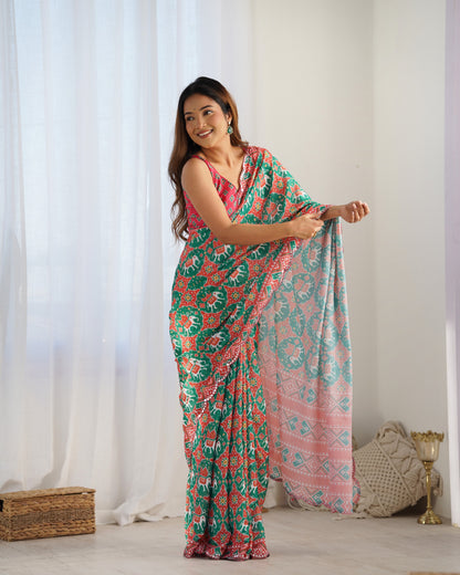 Pastel Green Pure Soft Cotton Saree with Weaving Border and Rich Pallu