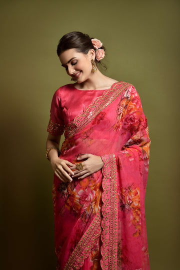 Pink Lichi Silk Saree with Jari Woven Rich Pallu – In Stock