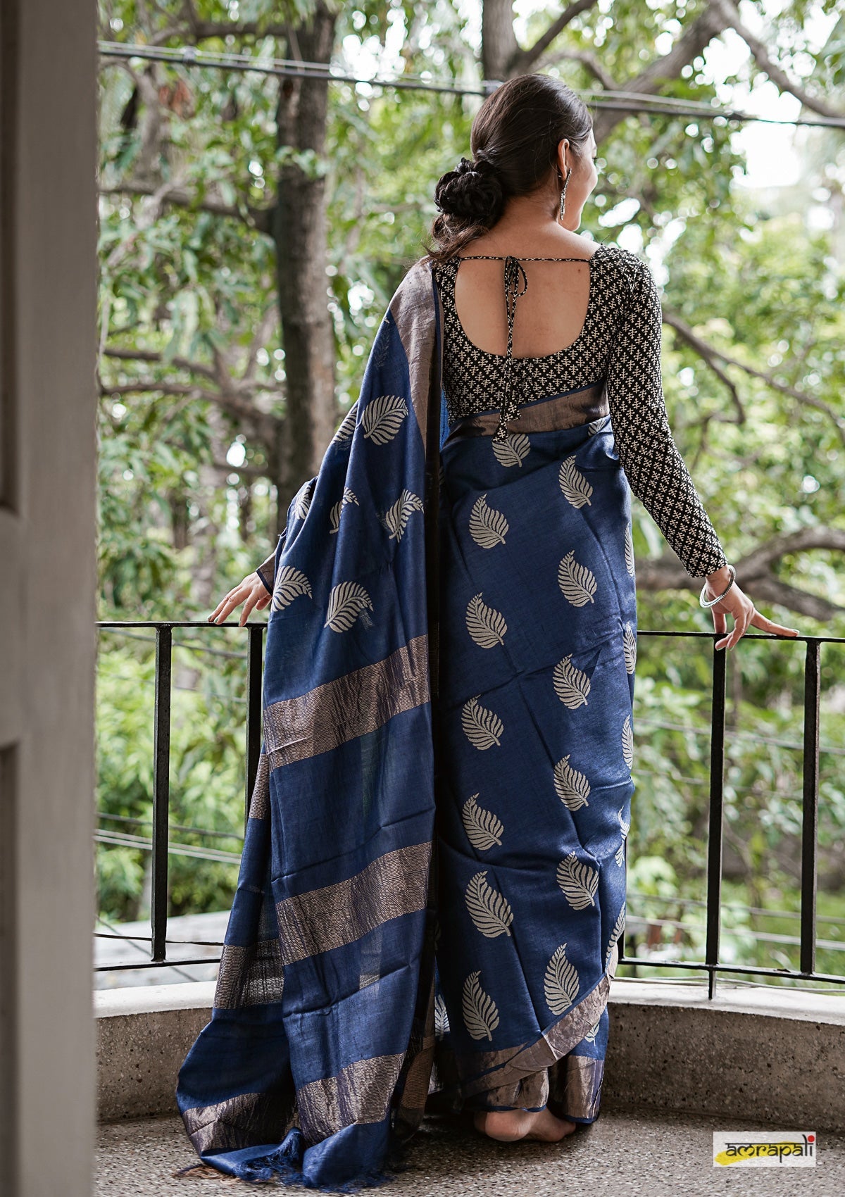 Dark Blue Banarasi Soft Silk Saree with Copper Jari Weaving