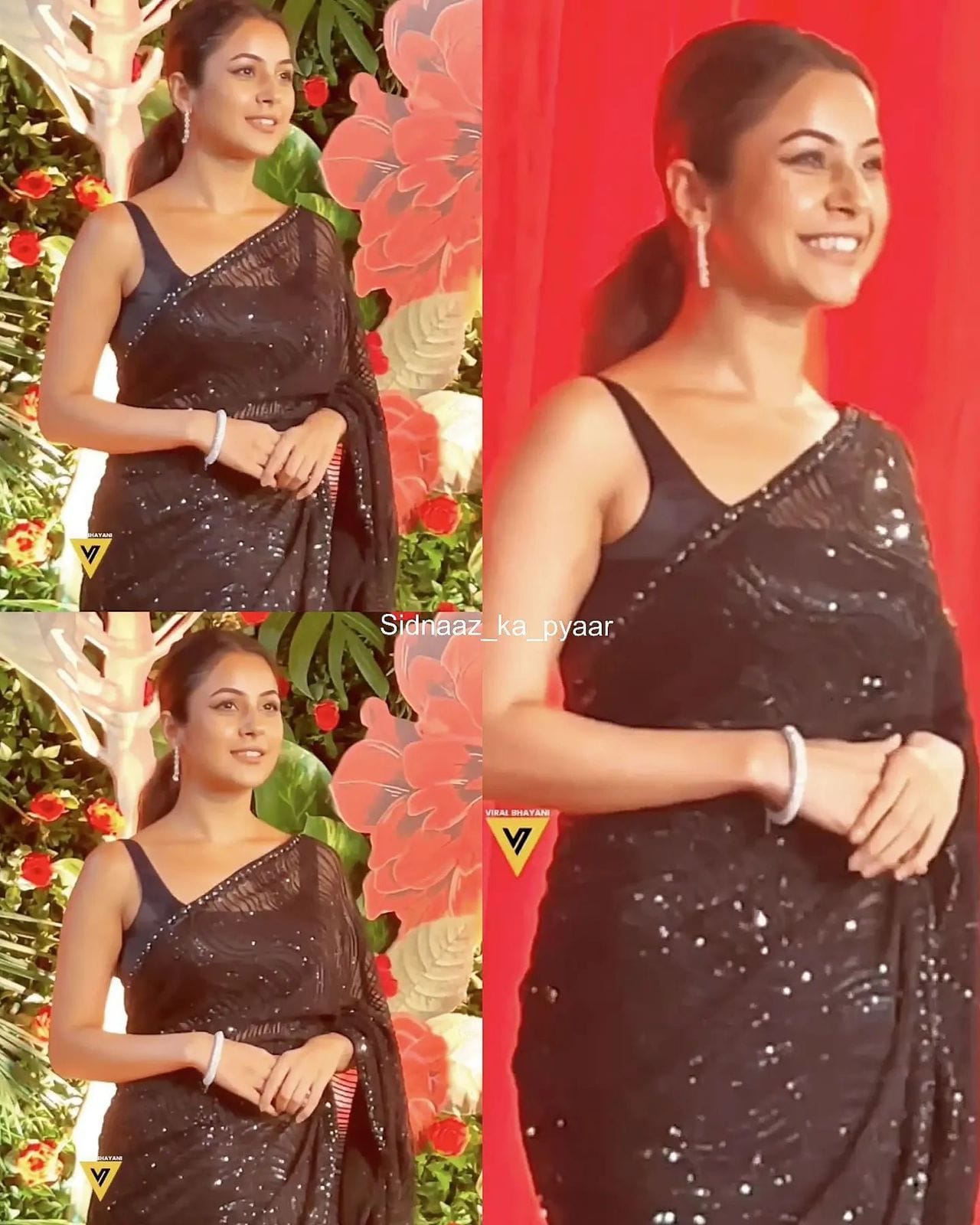 Black Heavy Net Saree with 3mm Sequins and Mirror Lace Border