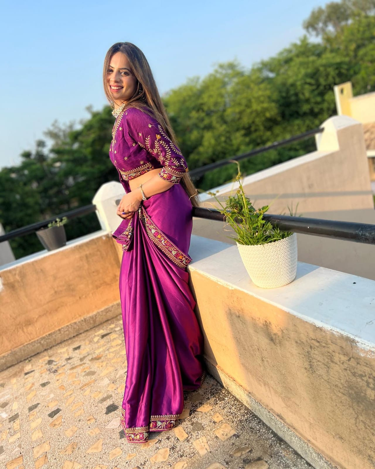 Dark Pink Rangoli Silk Saree with Embroidery Work and Lace