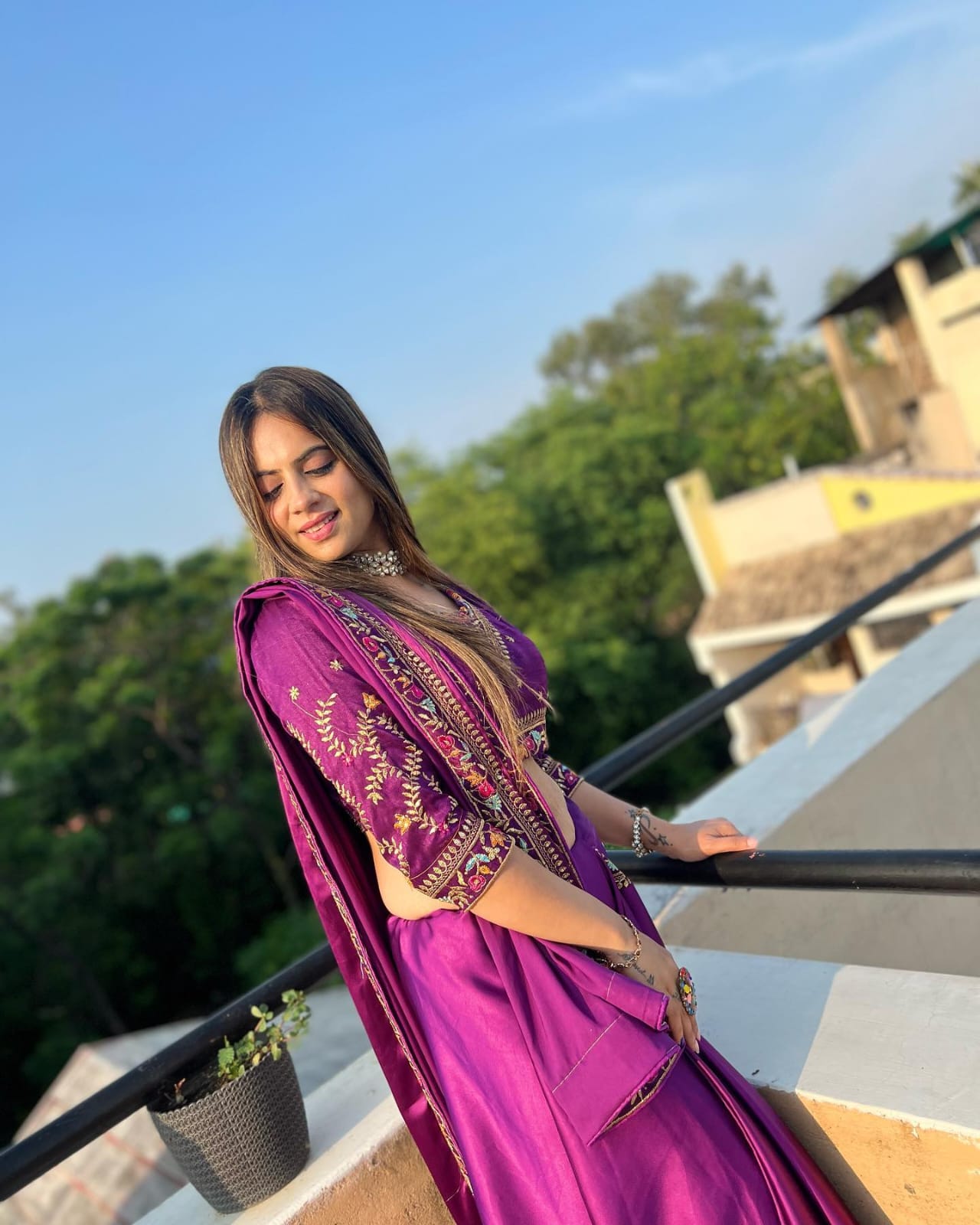 Dark Pink Rangoli Silk Saree with Embroidery Work and Lace